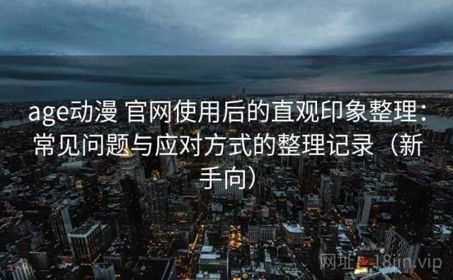 age动漫 官网使用后的直观印象整理：常见问题与应对方式的整理记录（新手向）