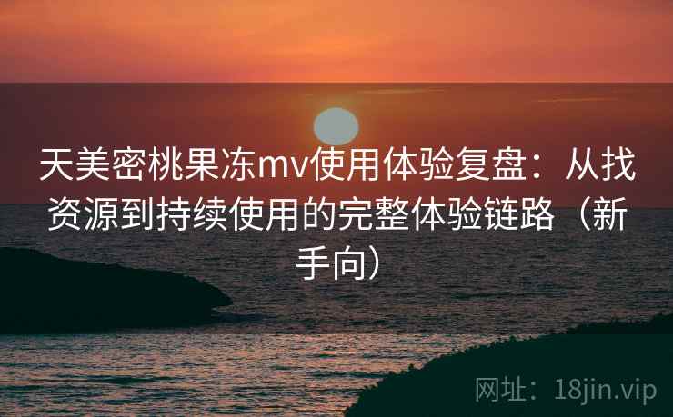 天美密桃果冻mv使用体验复盘：从找资源到持续使用的完整体验链路（新手向）